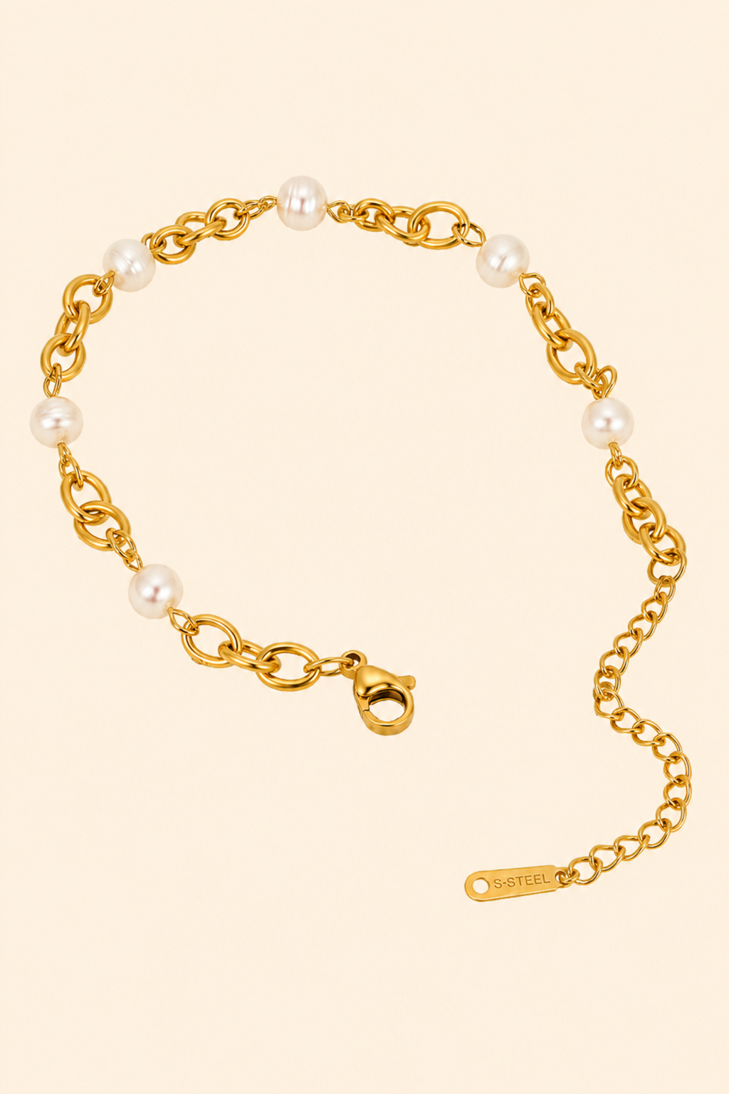 Golden Pearl Link Bracelet