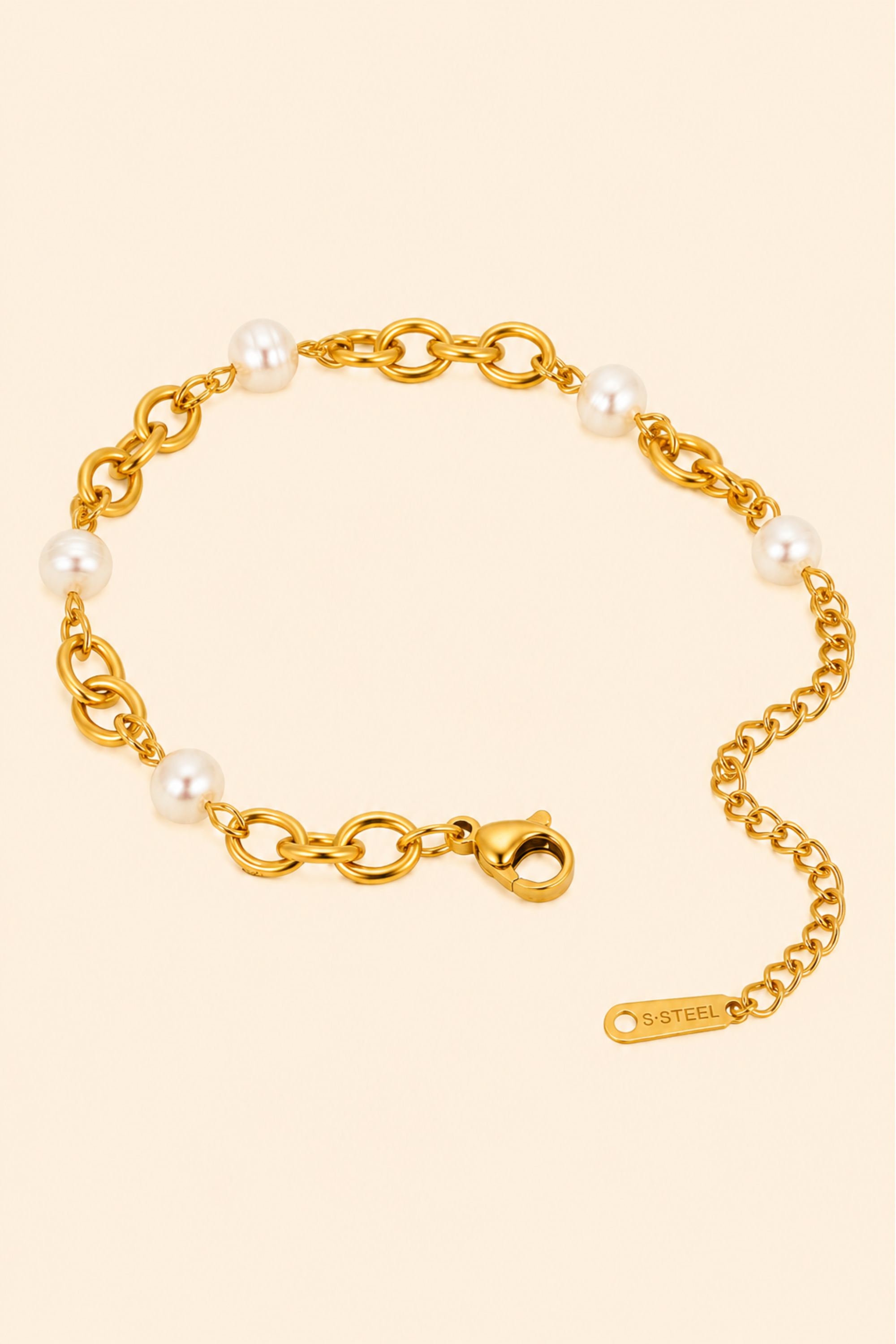Golden Pearl Link Bracelet