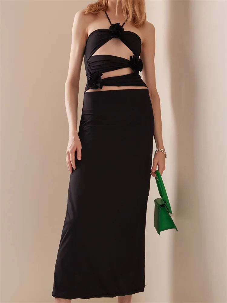 Cut Out Halter Maxi Dress