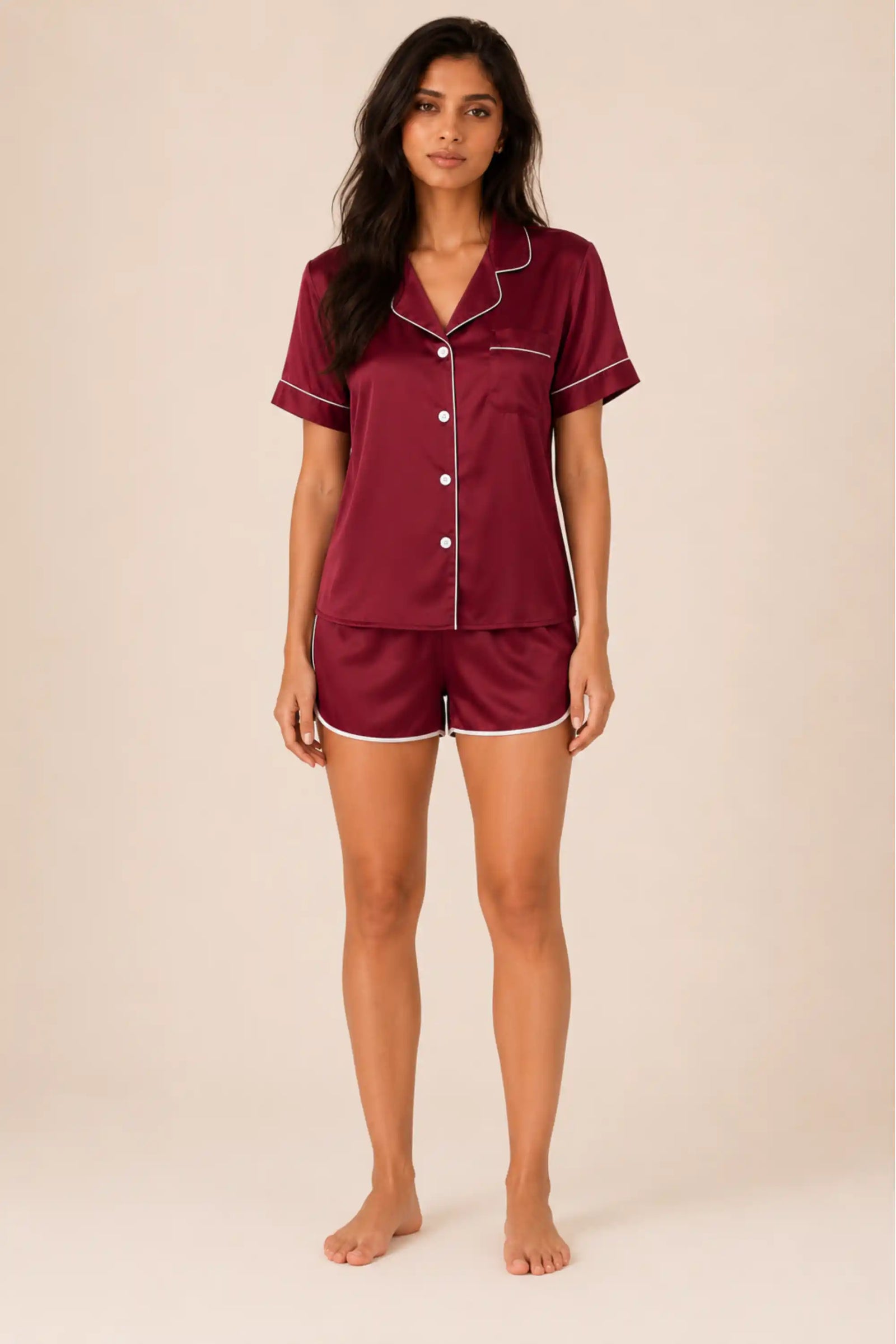 Black Satin Pyjama Set