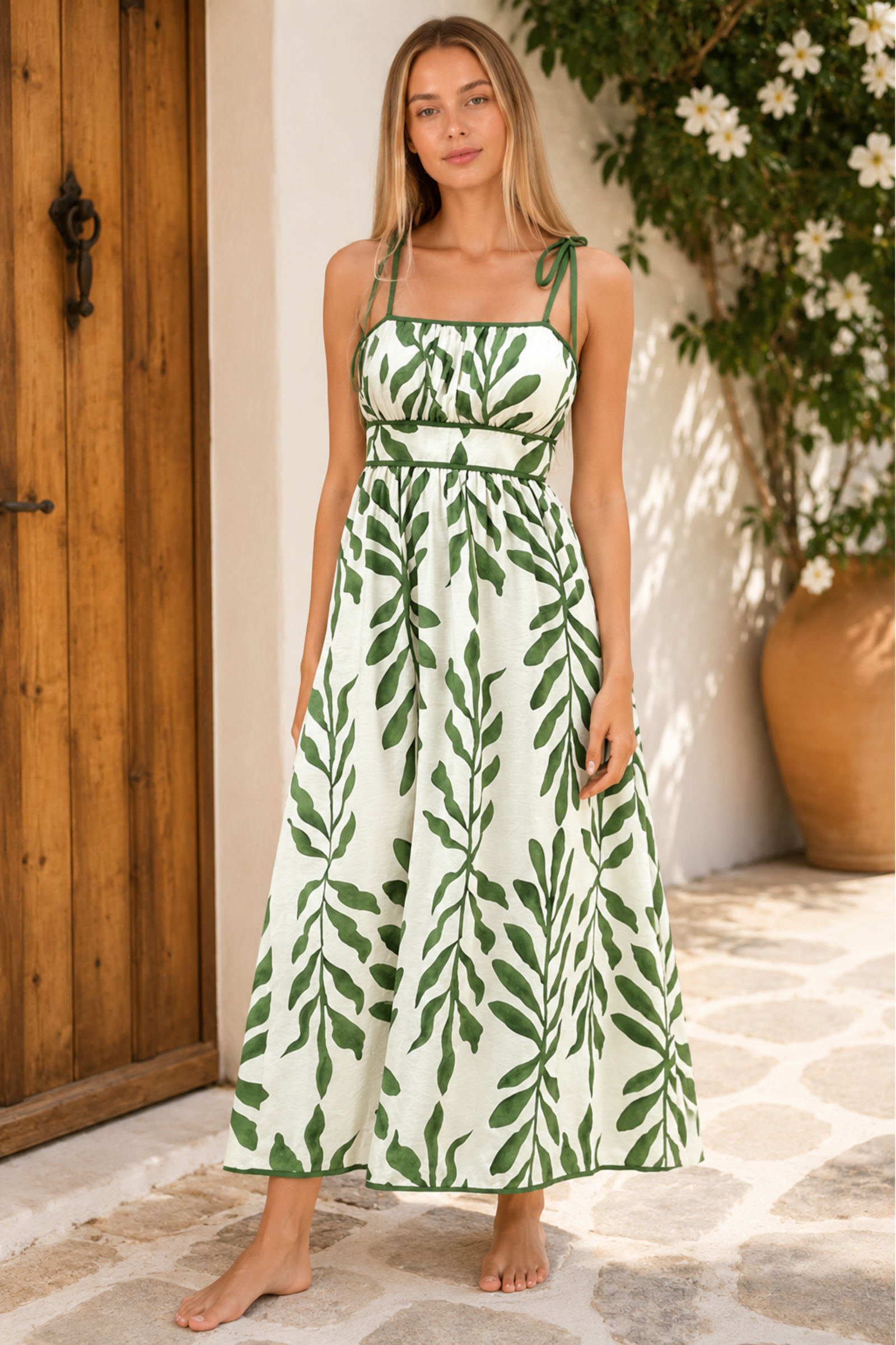 Green Palm Midi Dress