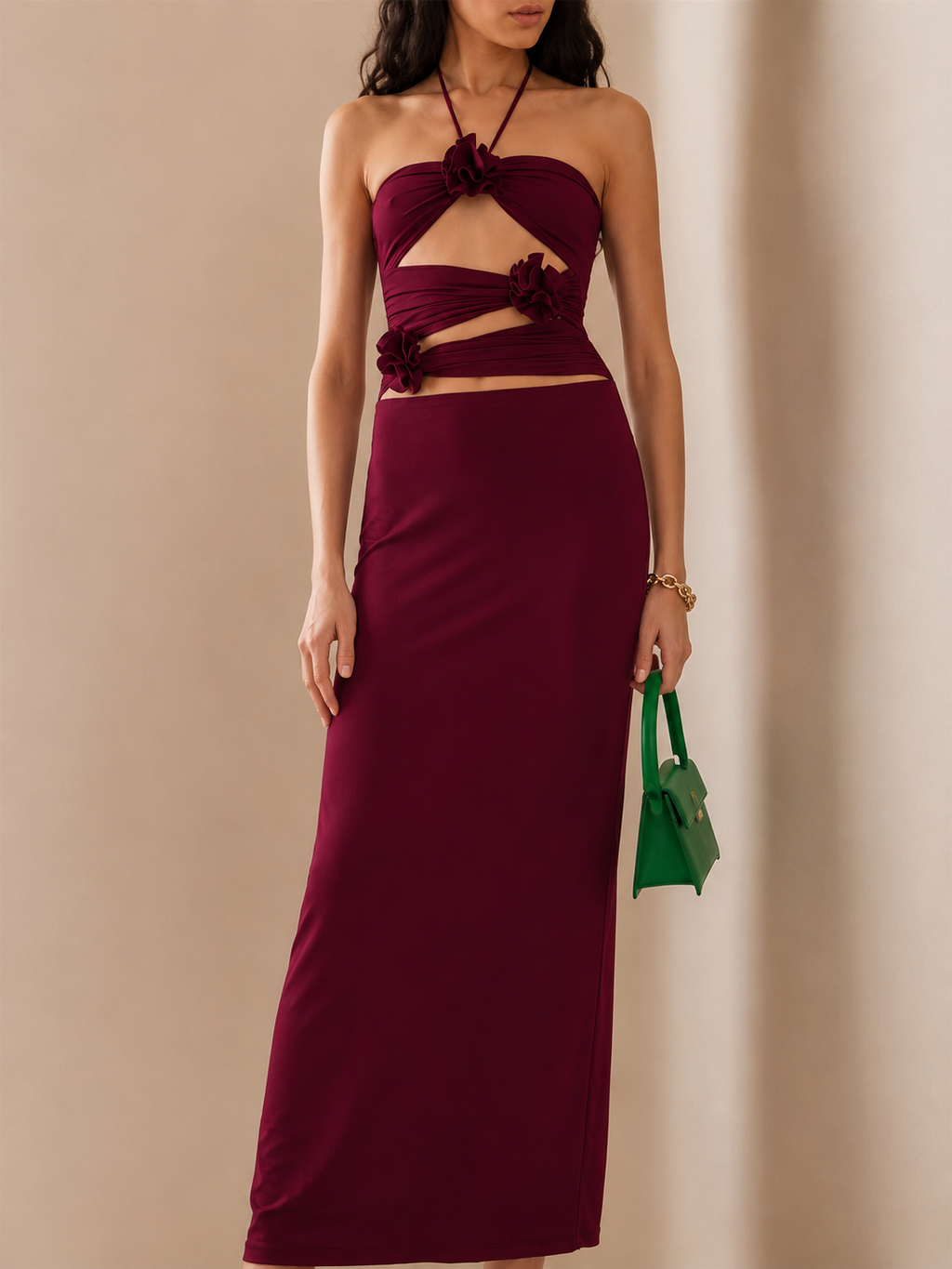 Cut Out Halter Maxi Dress